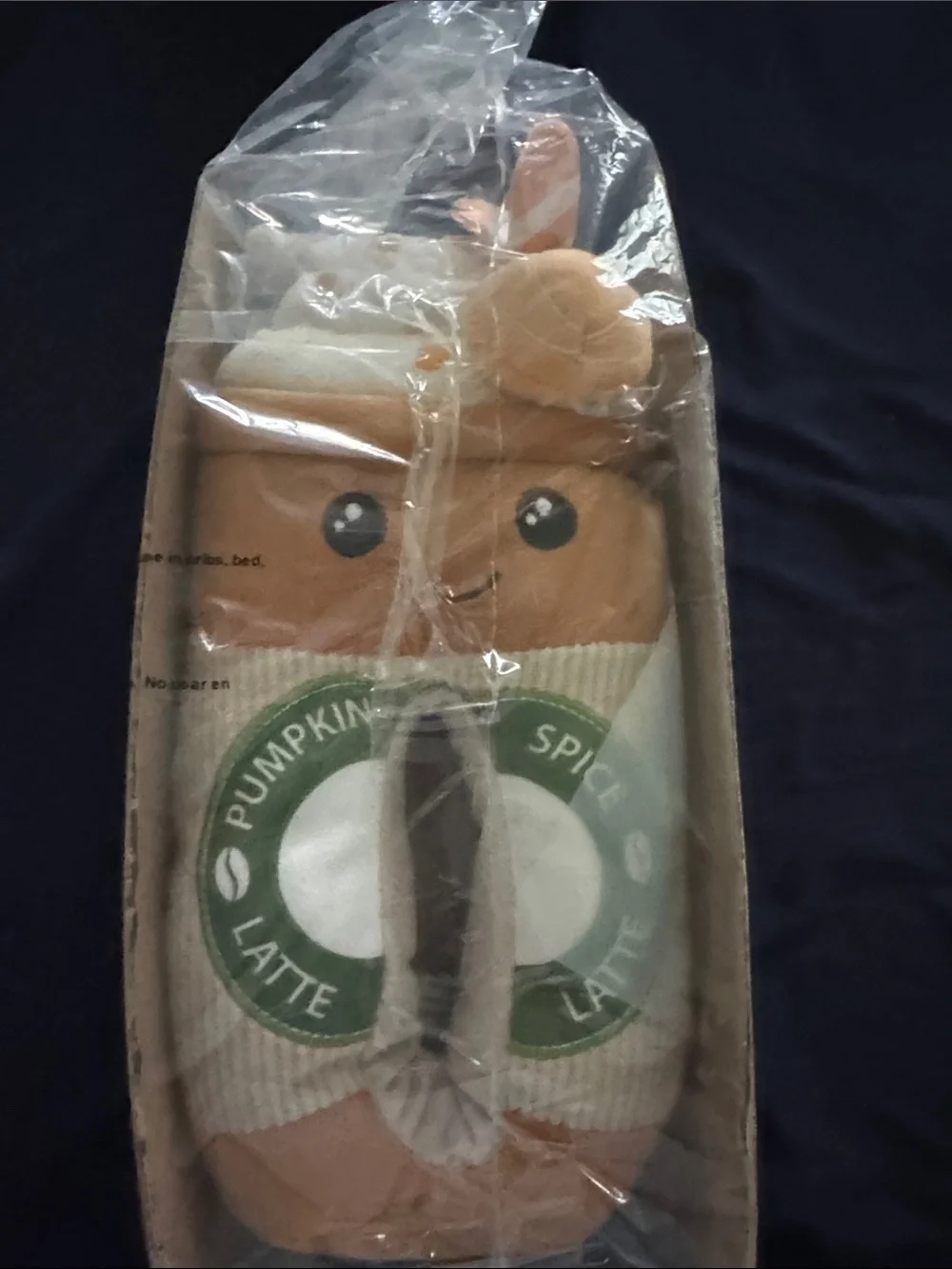 Womens Plush Slipper - Brown Pumpkin Spice Latte Design